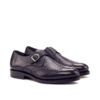 Black Painted Full Grain Single Monk Leather Shoes