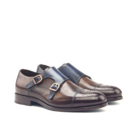 Brown Leather Double Monk Shoes