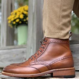 Leather Long Lace-up | Tan Boot